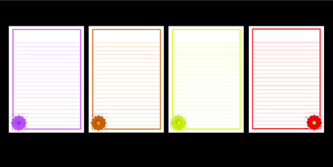 Flowers writing paper, flowers at corner theme template 