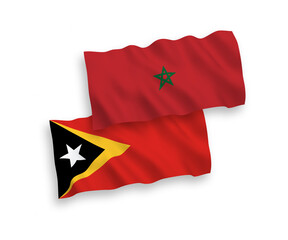 Flags of East Timor and Morocco on a white background