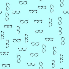 Seamless pattern with glasses. Retro vector background with eyeglasses.