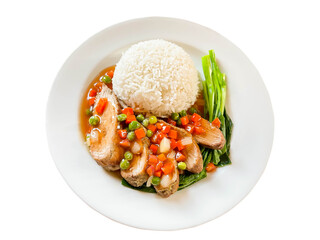 Duck rice on white background