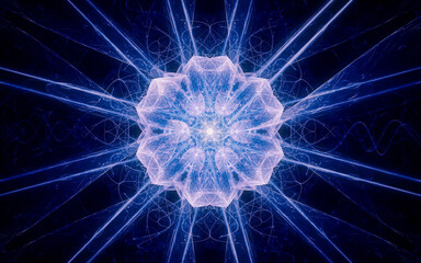 abstract illustration of a fantastic star with many rays on a black background