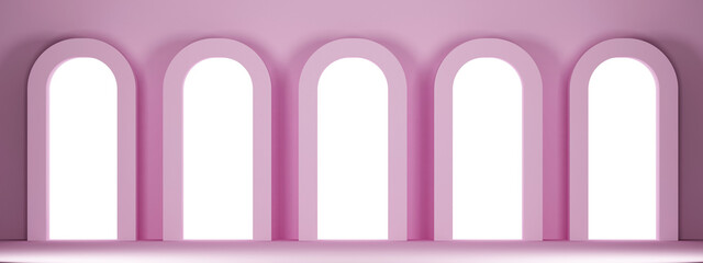 Fototapeta premium pink wall with arched niches