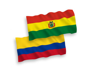 Flags of Bolivia and Colombia on a white background