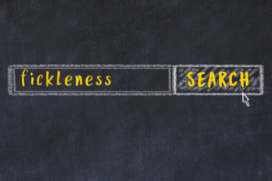 Chalk sketch of browser window with search form and inscription fickleness