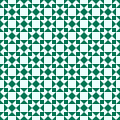 Obraz premium Geometric tile pattern in repeat. Seamless background, mosaic ornament in Arabic style. green color. Mosaic texture for textile, clown, carpeting, warp, book cover, clothes.