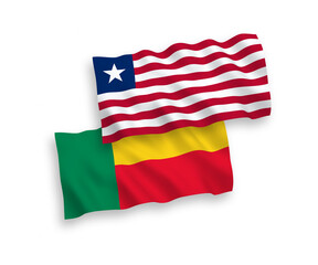 Flags of Liberia and Benin on a white background