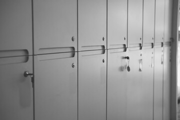 school lockers and key in locker room