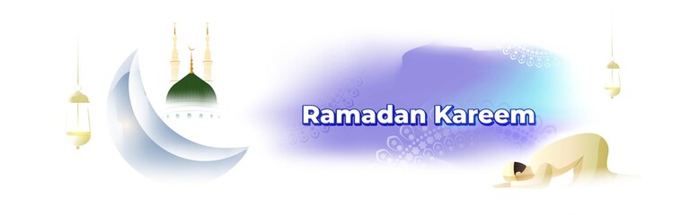 vector illustration of greeting for holy Islamic month Ramadan Kareem