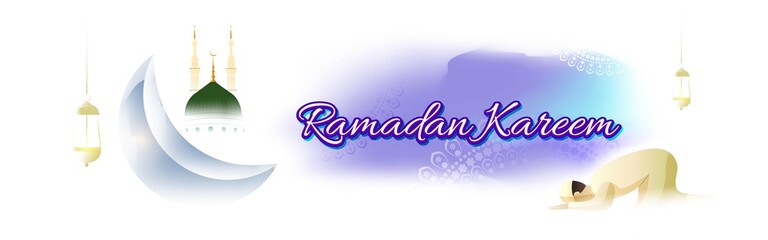 vector illustration of greeting for holy Islamic month Ramadan Kareem