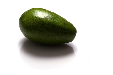 Half of fresh avocado isolated on white. Ripe fresh green avocado Clipping Path