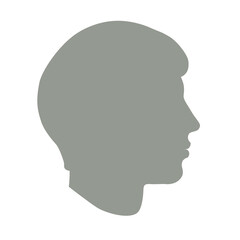 Hand drawn model of human head in side view. Flat vector silhouette drawing isolated on white background. EPS 8.