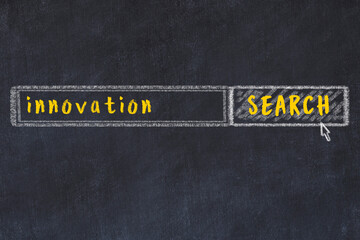 Chalk drawing of search engine and inscription on black chalkboard