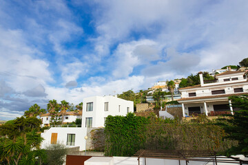 The beautiful landscape with the nice villas of the Atlanterra town near Tarifa, Spain