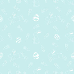 Rabbit and eggs and carrots seamless pattern easter theme background