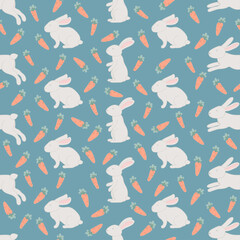 Rabbits and carrots seamless pattern