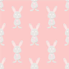Rabbits and easter eggs seamless pattern