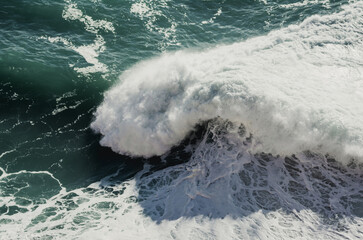 Aerial view of crashing waves