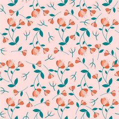 Seamless pattern of orange flower. Floral print.