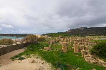 The ruins of the ancient Roman city Baelo Claudia at the archaeological site  near Tarifa, Spain. 
