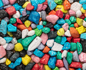 Colorful chocolate candy stones on white background