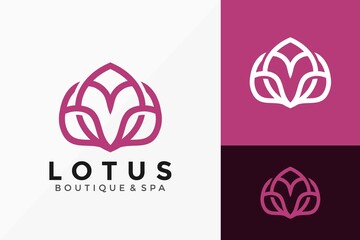 Abstract Lotus Leaf Logo Icon Vector Design. Luxury, simple, minimal and elegant logo design Vector illustration template