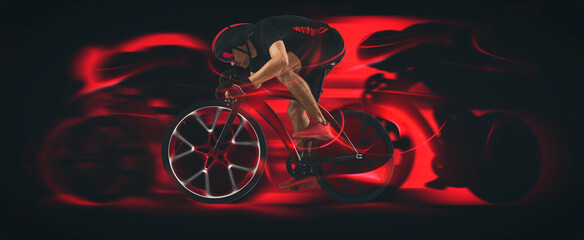 Man racing cyclist. Matte image