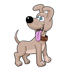 Funny smiling dog in cartoon style. No background. 
