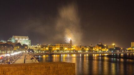 Fototapeta na wymiar Bari from Italy. Fireworks in the night