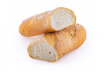 Italian bread baguette isolated on white background