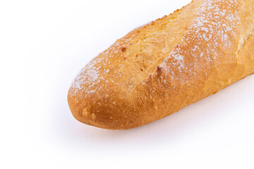 Italian bread baguette isolated on white background