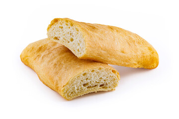 Italian ciabatta bread isolated on white background