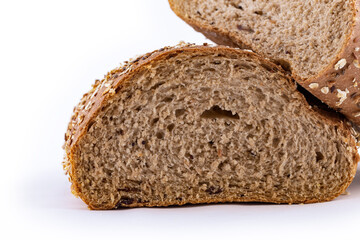 Multi grain bread isolated on white brackground