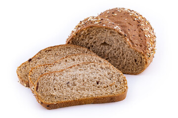 Multi grain bread isolated on white brackground