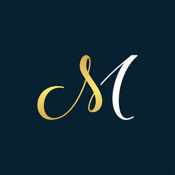 MS or SM Initial handwriting logo vector