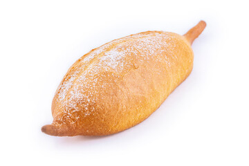 Italian bread baguette isolated on white background