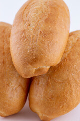 French bread isolated on white background. Fresh and crispy