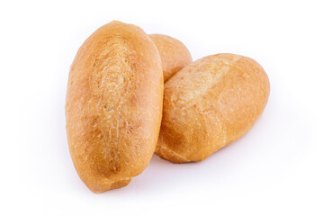 French bread isolated on white background. Fresh and crispy