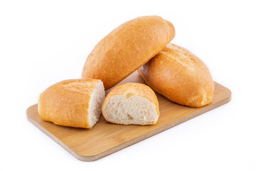 French bread isolated on white background. Fresh and crispy