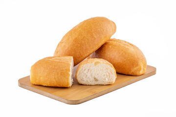 French bread isolated on white background. Fresh and crispy