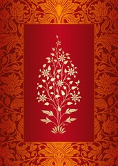 wedding card design, paisley floral pattern , India	