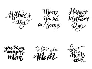 Happy Mothers Day Lettering design, Vector illustration Handwritten, Calligraphy font style with Black in scription isolated on white background