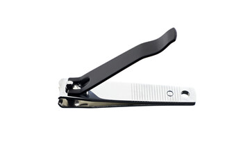 stainless steel nail clippers on white background