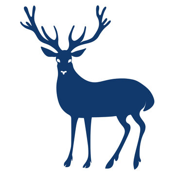 Deer. Vector color blue drawing image silhouette.