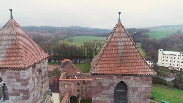 4k arial old church germany