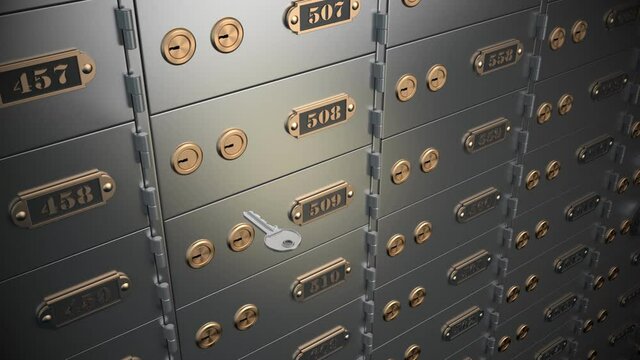 Open safe deposit box with golden ingots. Financial banking investment and savings concept. 3d video animation