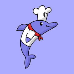 Cute sea animal in a chef costume