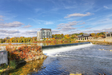 Fototapeta na wymiar Cambridge, Ontario, Canada by the Grand River dam