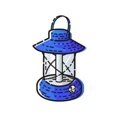 Gas lantern or kerosene isolated on white background. Vector illustration of camping, outdoor adventure elements/equipment.