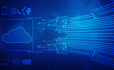 2d illustration of Cloud computing, Cloud Computing Concept, Cloud computing technology internet concept background
