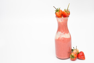 Fresh strawberry yogurt smoothy with fruit
